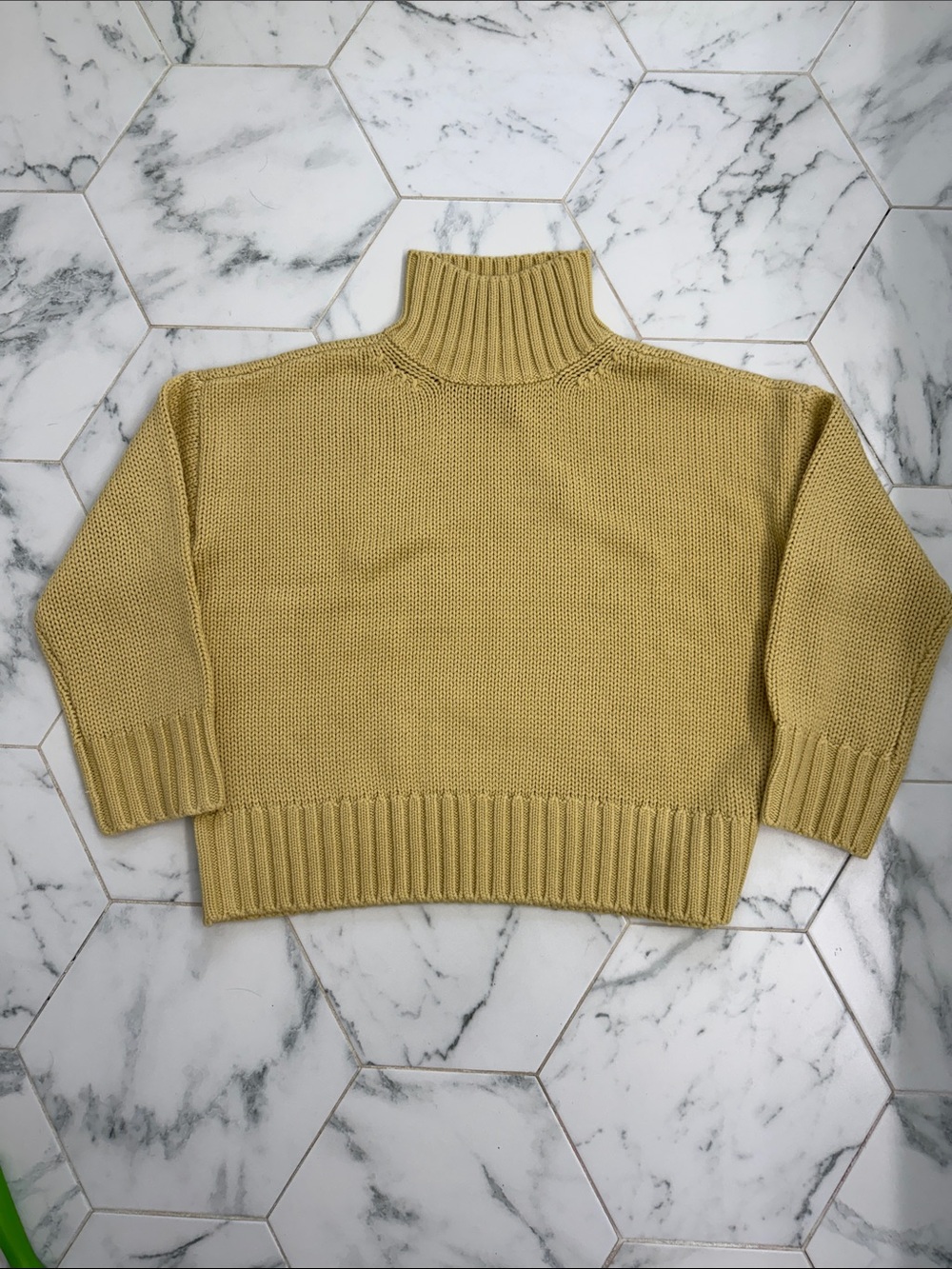 NWT Tuckernuck Straw Yellow Turtleneck Boxy Knit Sweater